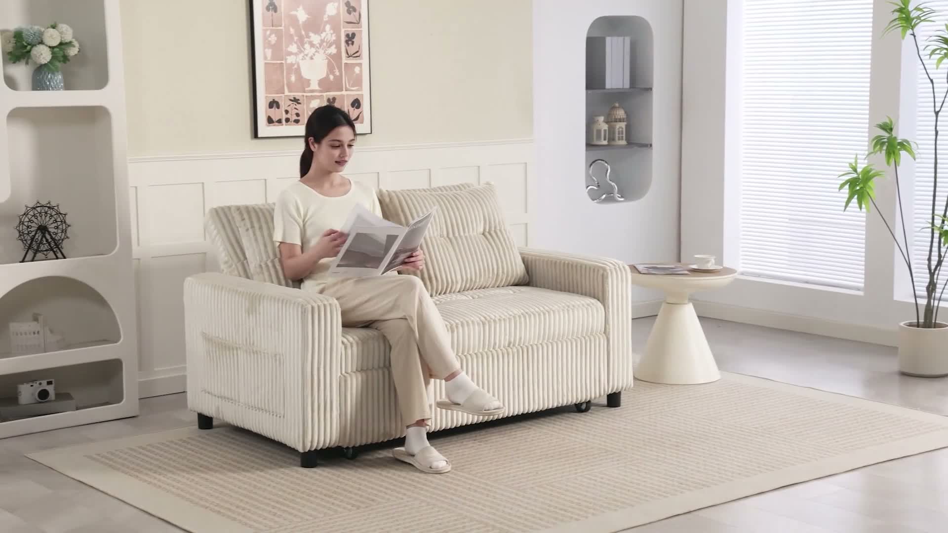 HOMCOM Schlafsofa, 2-Sitzer Sofa 157x190cm mit Verstellbare Produktbild-Vorschau 7