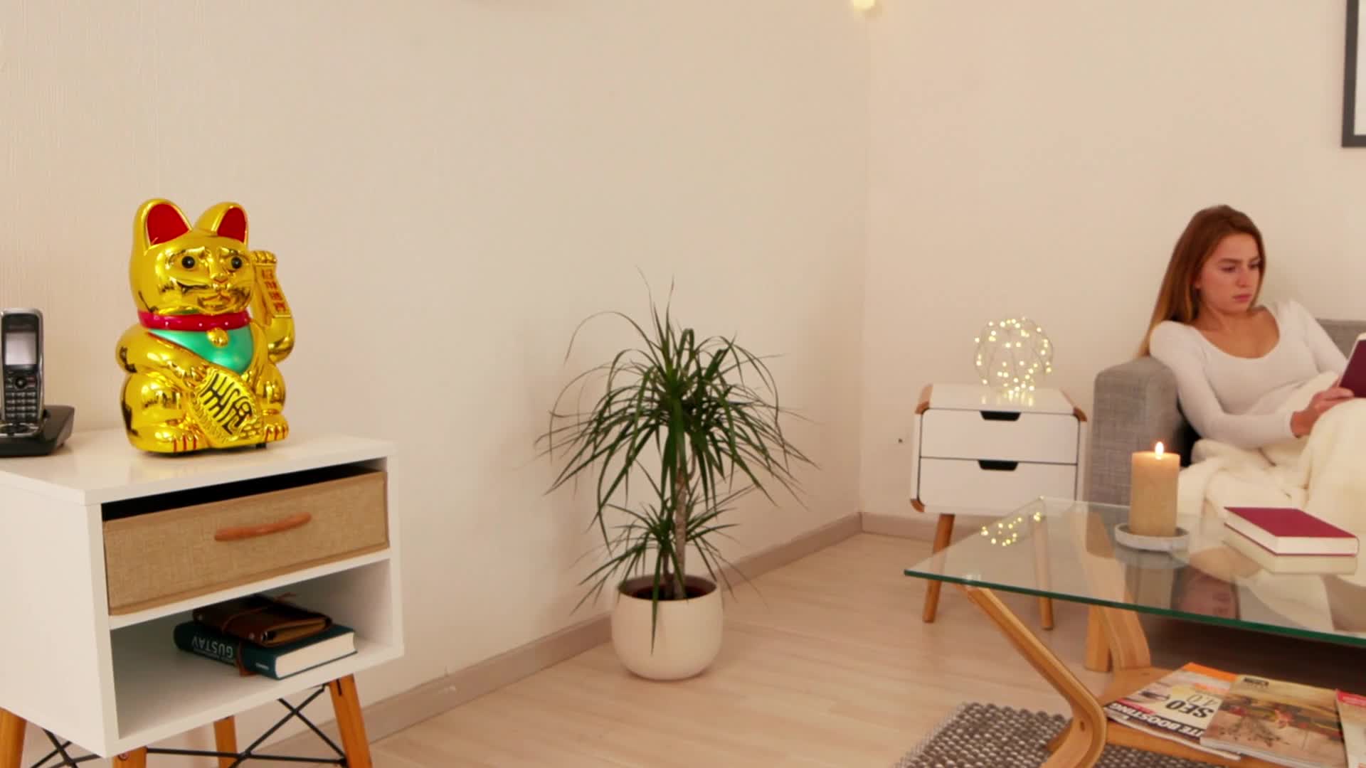 Relaxdays Winkekatze, XL Maneki Neko, batteriebetriebene Produktbild-Vorschau 7