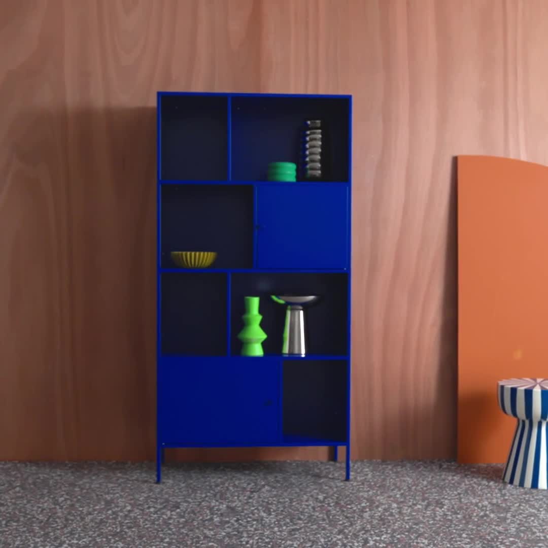 Credenza industriale in metallo con 8 scomparti, Blu Anteprima dell’immagine prodotto 7