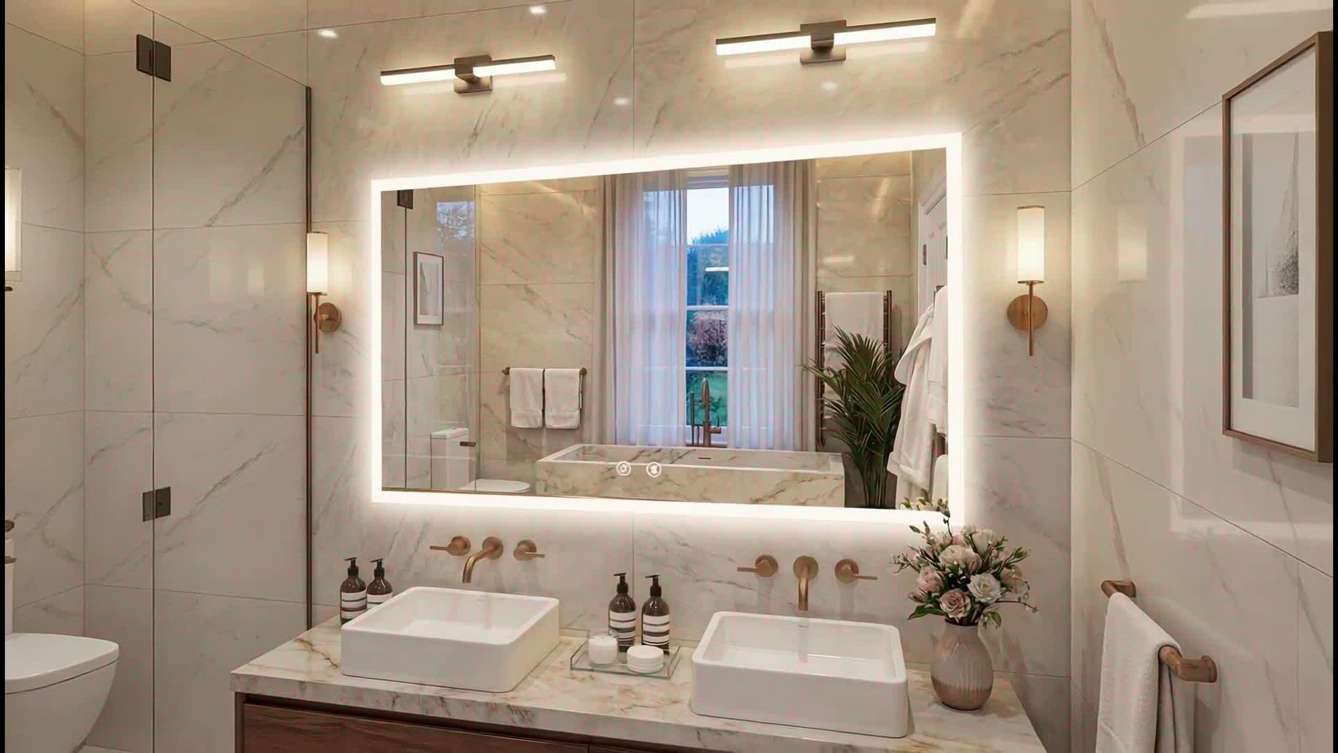 WISFOR LED Badspiegel 100x70 cm mit Beleuchtung Touch Produktbild-Vorschau 7