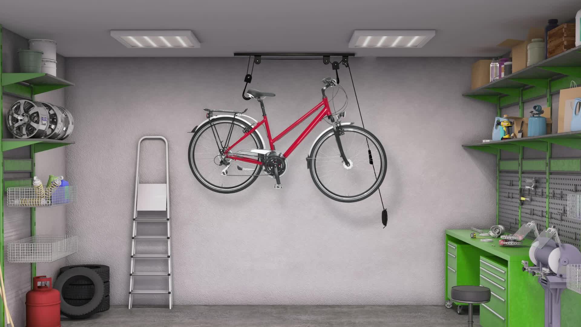 Relaxdays Fahrradlift, bis 34 kg, Deckenlift mit Seilzug, Produktbild-Vorschau 7