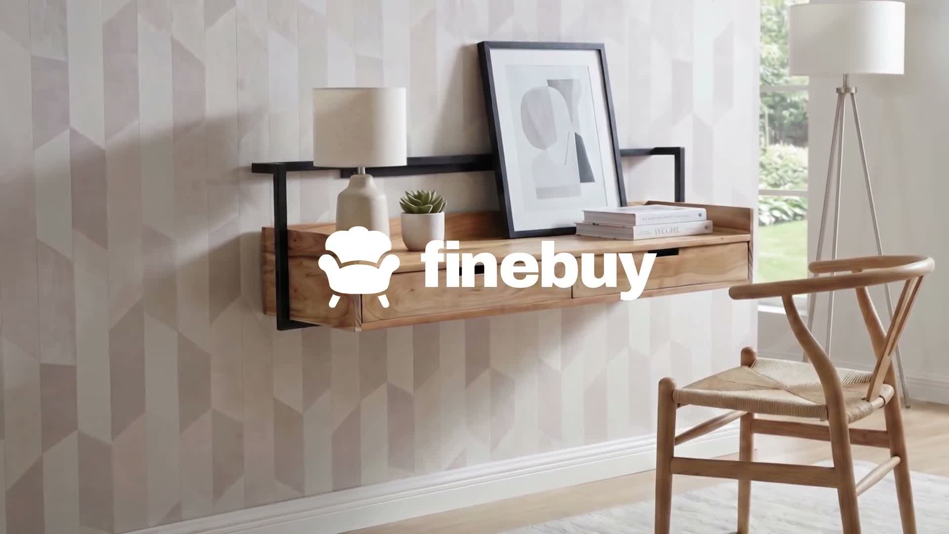 FineBuy Wandschreibtisch Akazie Massivholz 120cm mit 2 Produktbild-Vorschau 7
