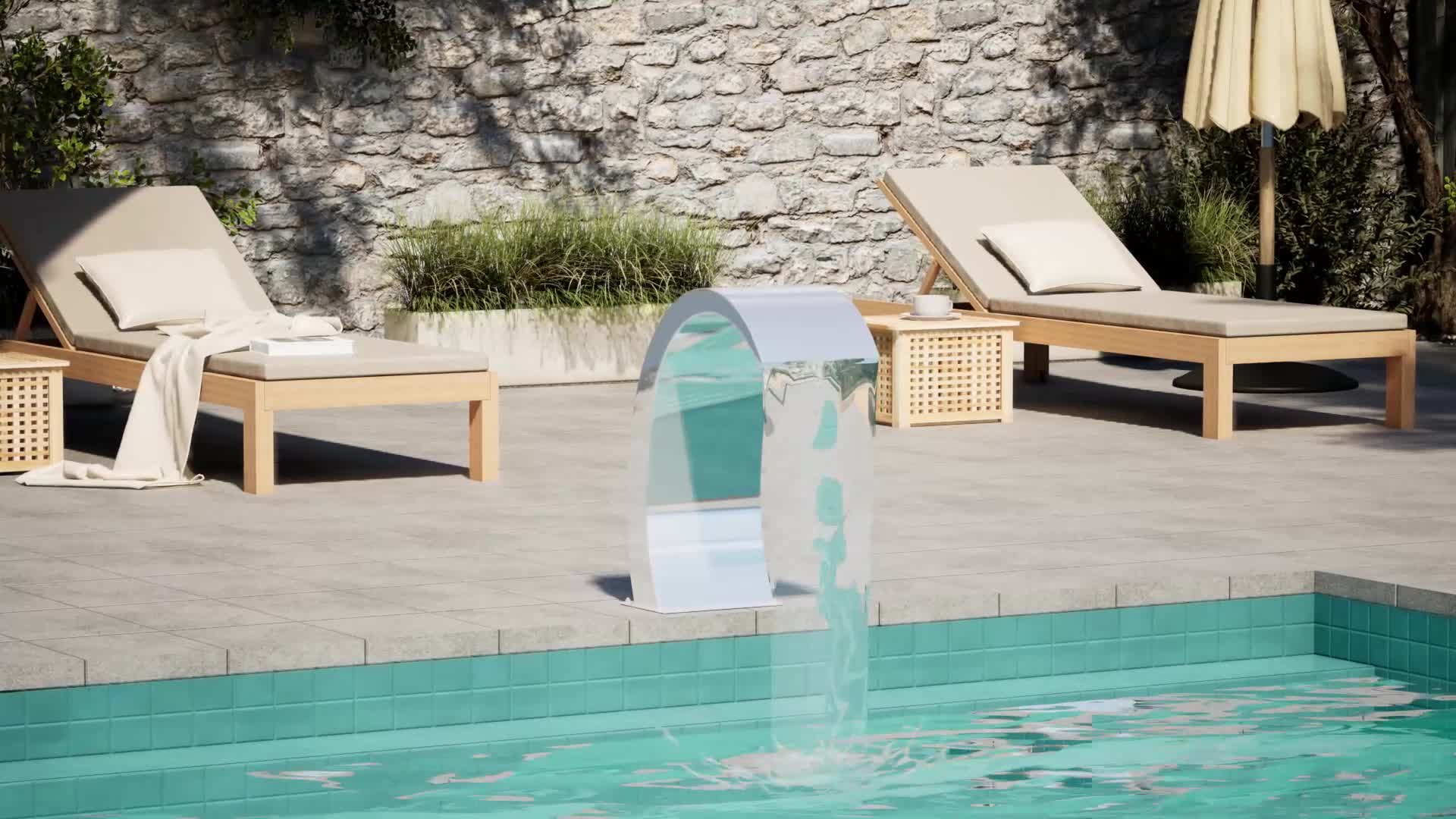 vidaXL Pool-Wasserfall mit LEDs Edelstahl 30x60x45 cm Produktbild-Vorschau 7