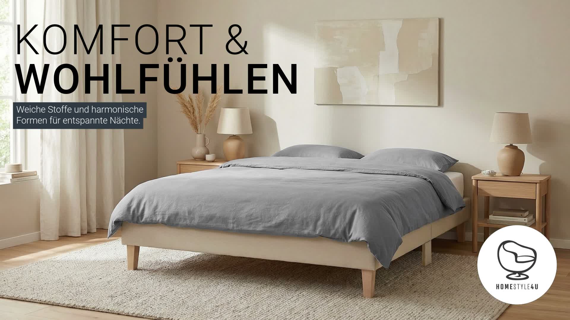 Homestyle4u Polsterbett 140x200 mit Lattenrost Beige Produktbild-Vorschau 7