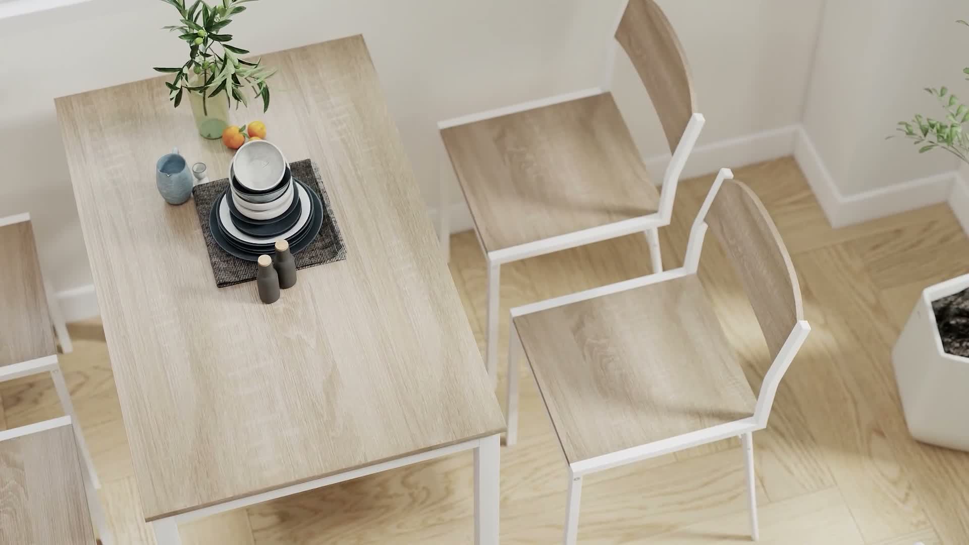 HOMCOM Sitzgruppe 4er Essgruppe Esstischset Produktbild-Vorschau 7