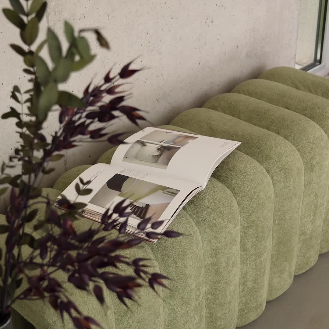 Panca, fine letto contemporaneo tessuto, Verde Anteprima dell’immagine prodotto 6