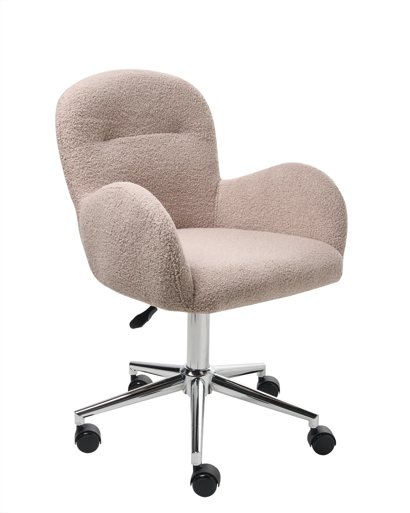 BELIANI Bürostuhl Beige Stoffbezug Bouclé mit Armlehnen Produktbild-Vorschau 7