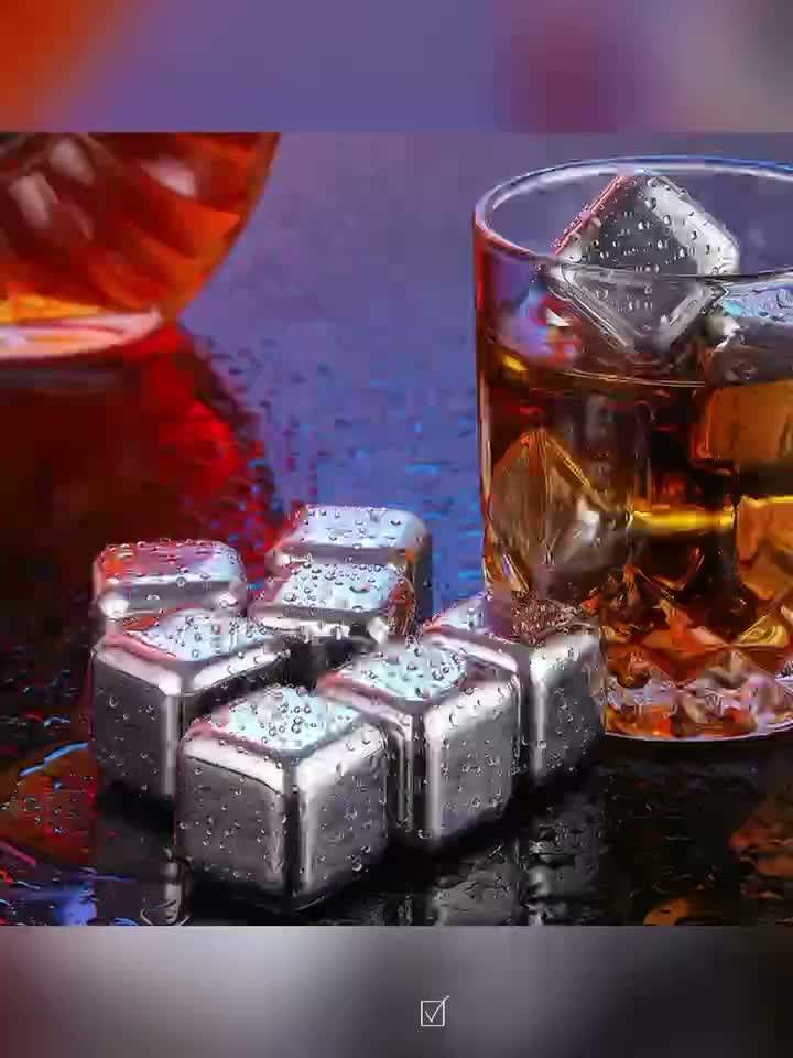 Edelstahl Eiswürfel Set 12er Pack inkl. Zange & Box Whisky Produktbild-Vorschau 4