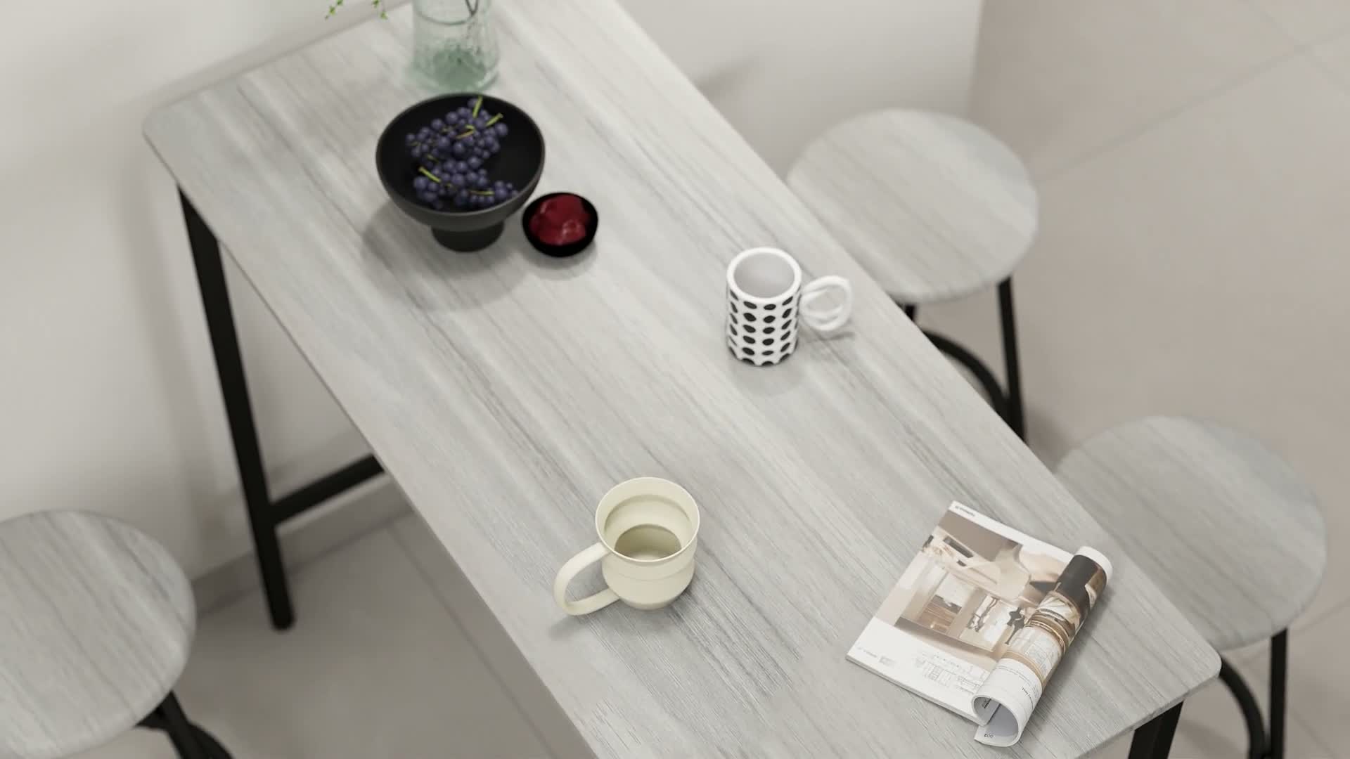 HOMCOM Bartisch Set mit 4 Barhockern für Esszimmer Küche Produktbild-Vorschau 7