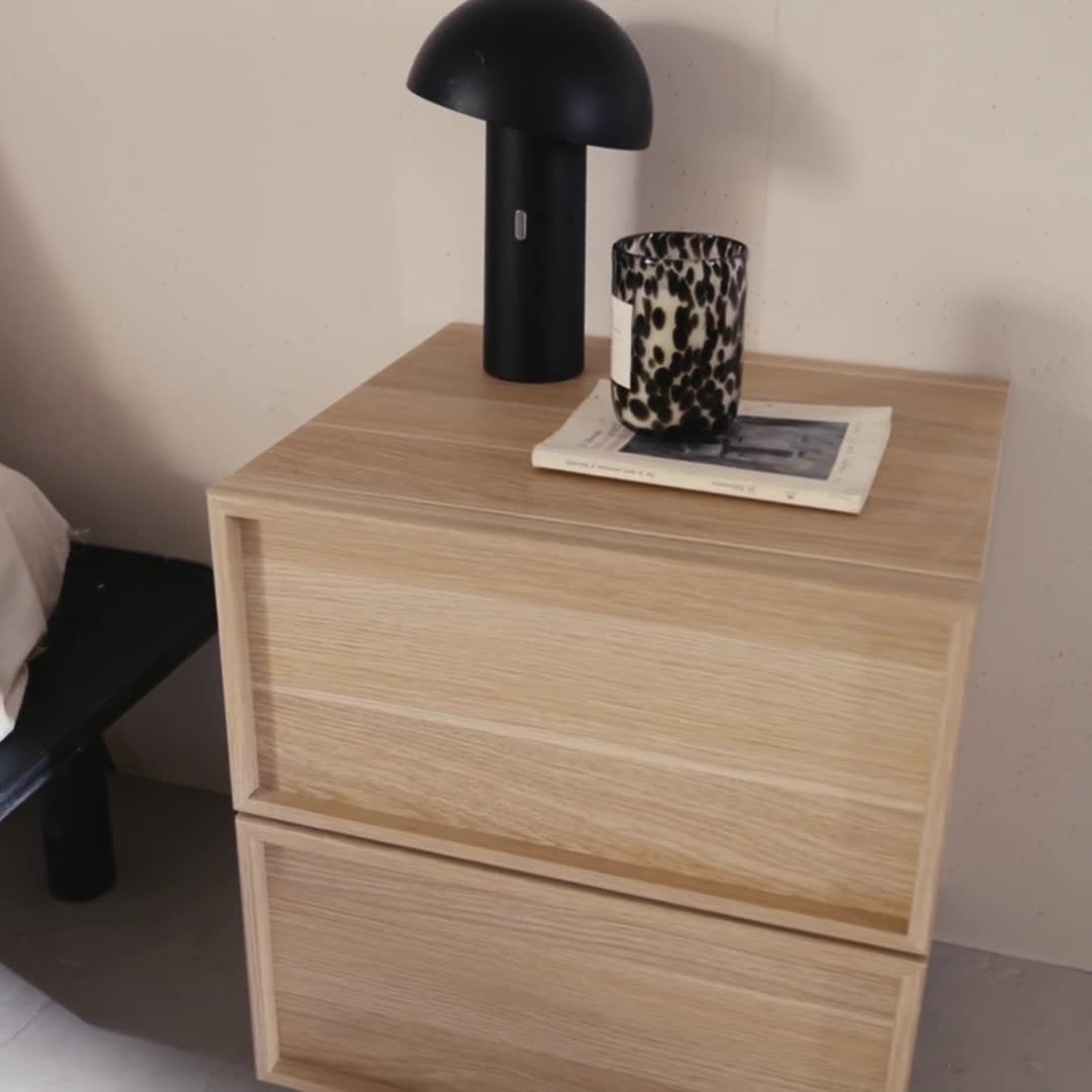 sweeek - Nachttisch mit Holzlook und 2 Schubladen - Natur Produktbild-Vorschau 7