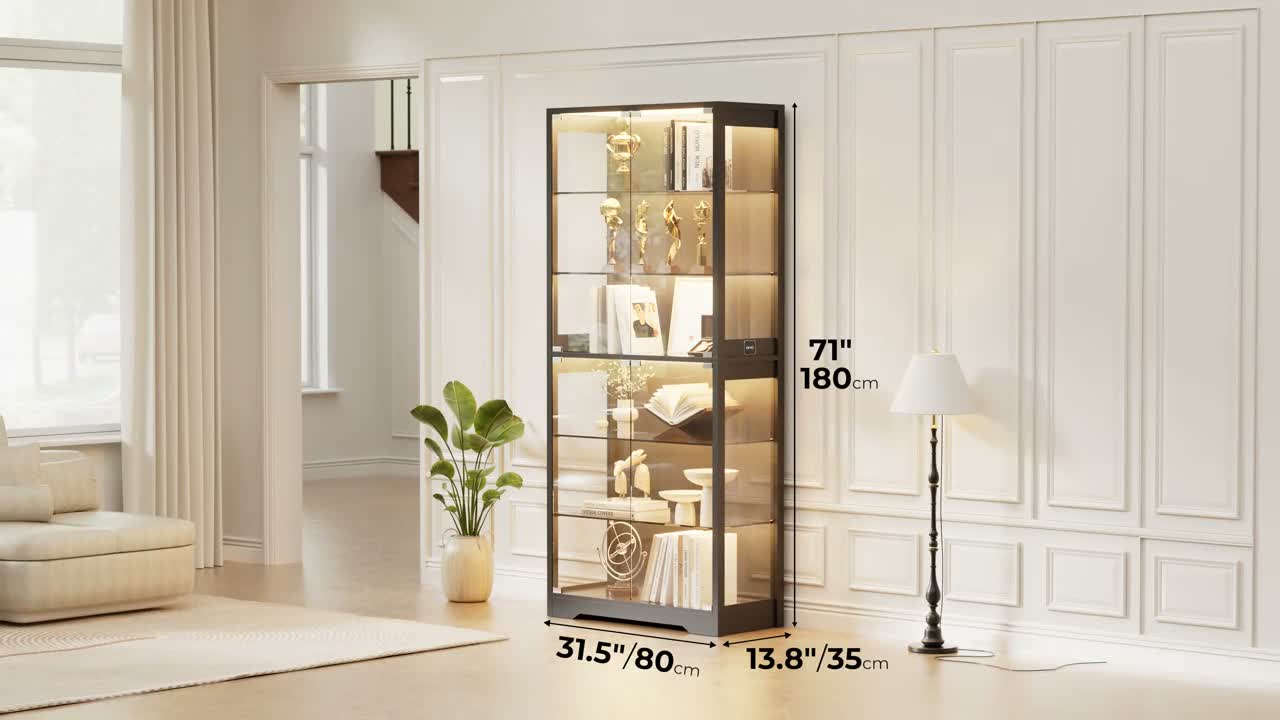BROTTAR Große Glasvitrine 180cm mit 6 Ebenen, 3-farbiger Produktbild-Vorschau 7