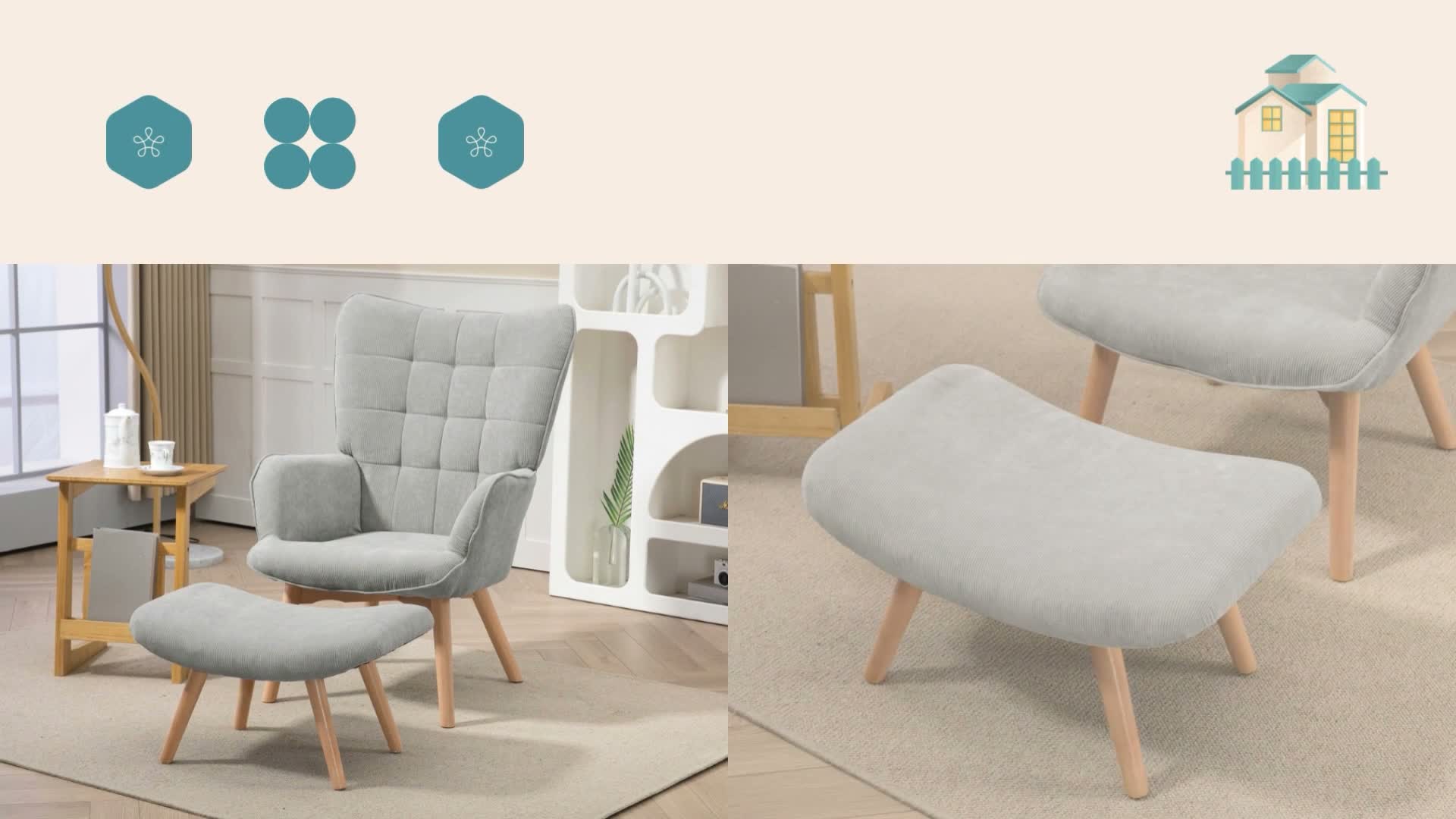 HOMCOM Ohrensessel mit Hocker, Relaxsessel, Polstersessel Produktbild-Vorschau 7