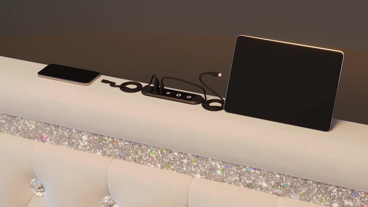 Polsterbett 160x200 cm Doppelbett mit LED-Diamantband im Produktbild-Vorschau 7