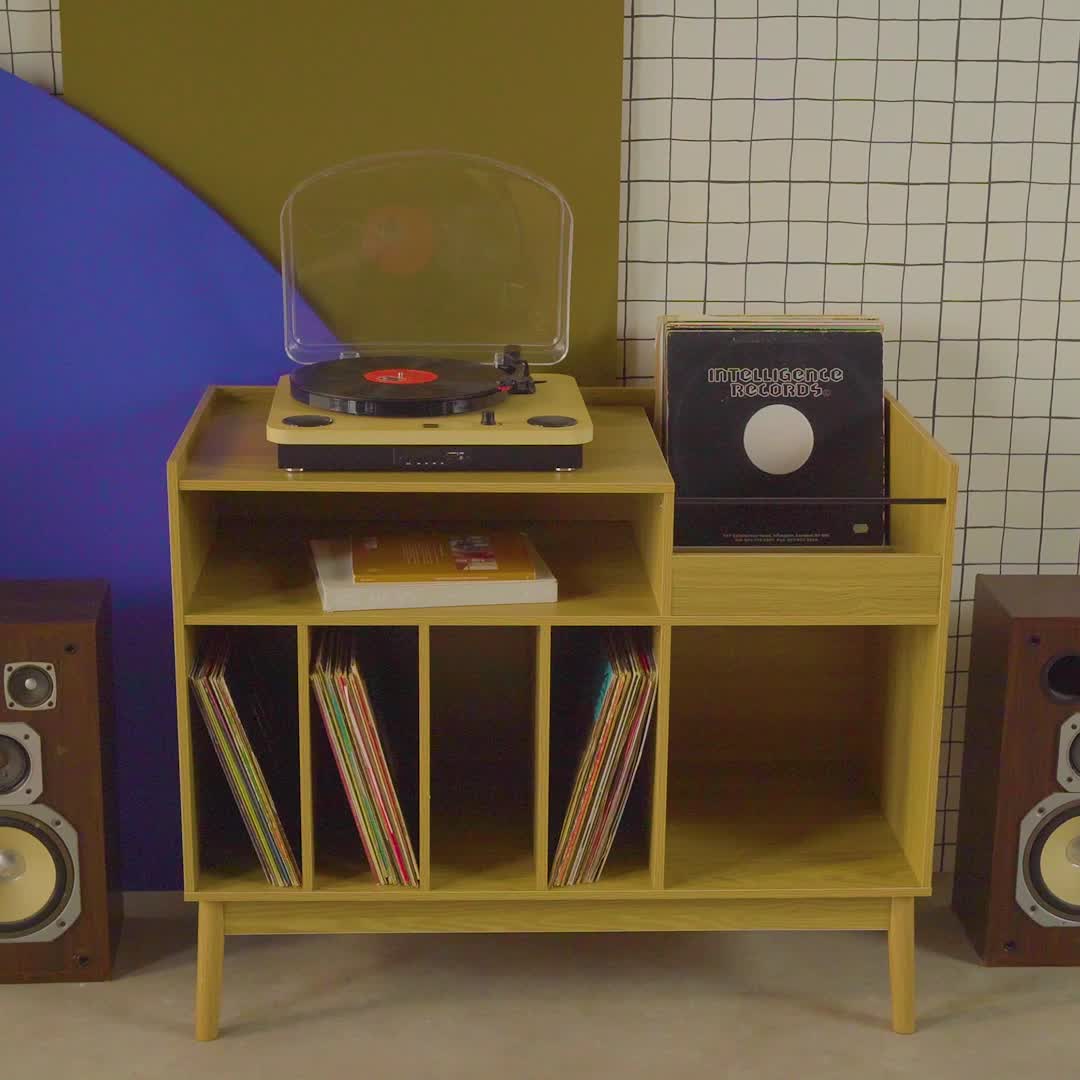 sweeek, Aufbewahrungsmöbel für Schallplatten, Holzdekor Produktbild-Vorschau 7