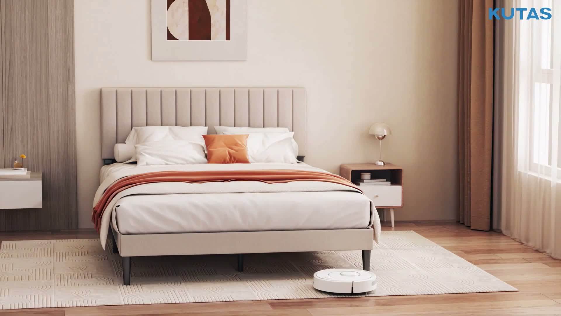 140x190 cm Polsterbett mit verstellbarem Kopfteil, Bett mit Produktbild-Vorschau 7