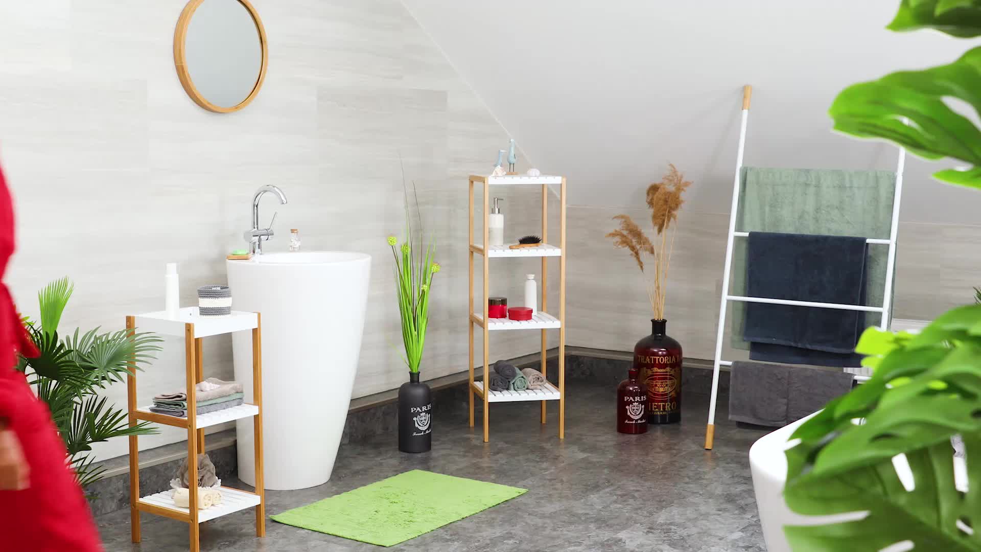 Relaxdays Badregal mit 3 Ablagen, freistehend, Standregal Produktbild-Vorschau 7