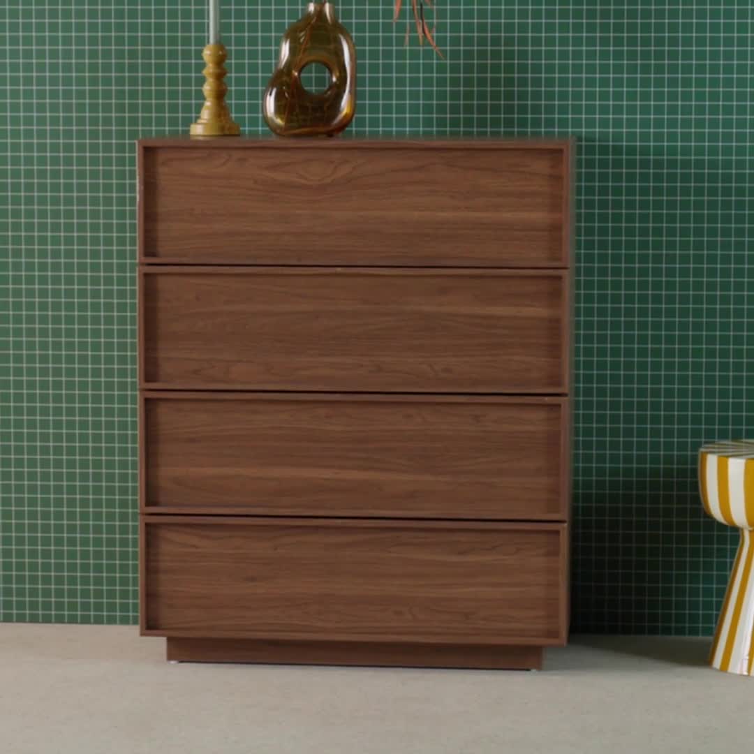 Cassettiera effetto legno 4 cassetti, Noce Anteprima dell’immagine prodotto 7