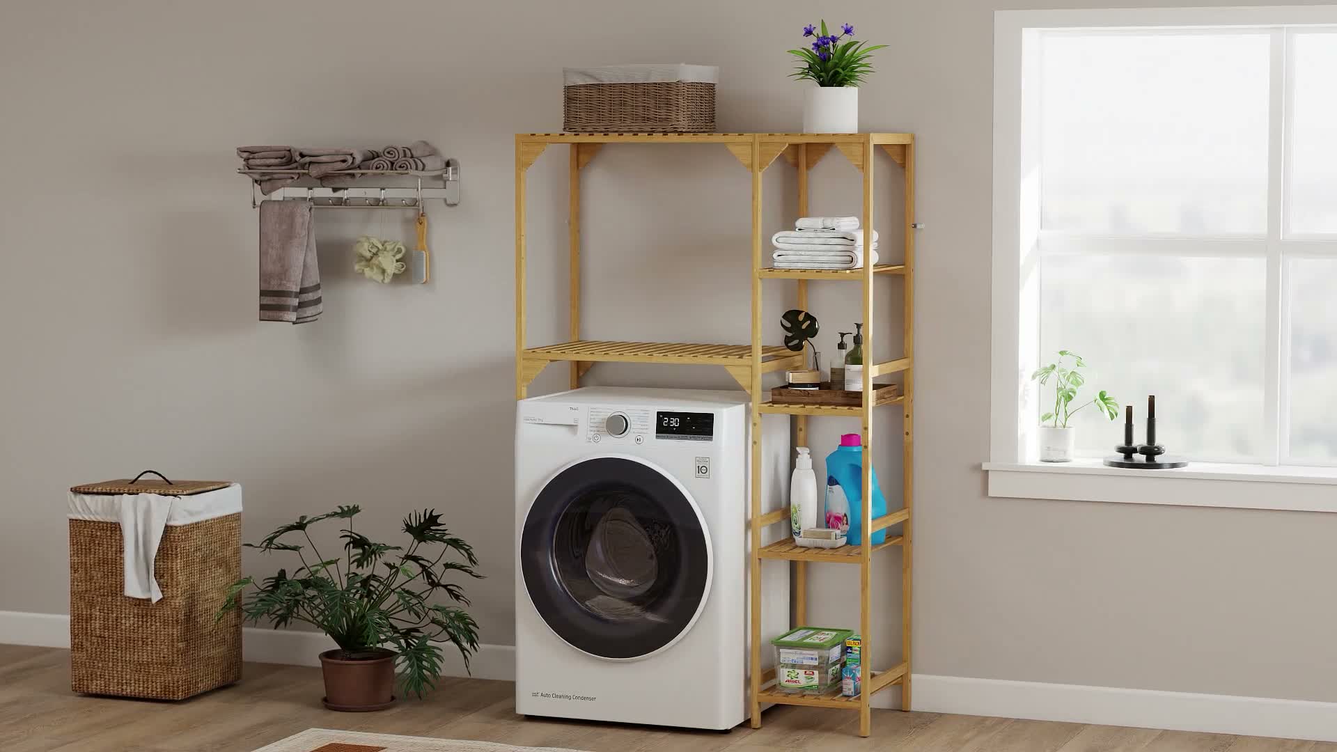 HOMCOM Waschmaschinenregal Badezimmerregal mit 7 Ebenen, Produktbild-Vorschau 7