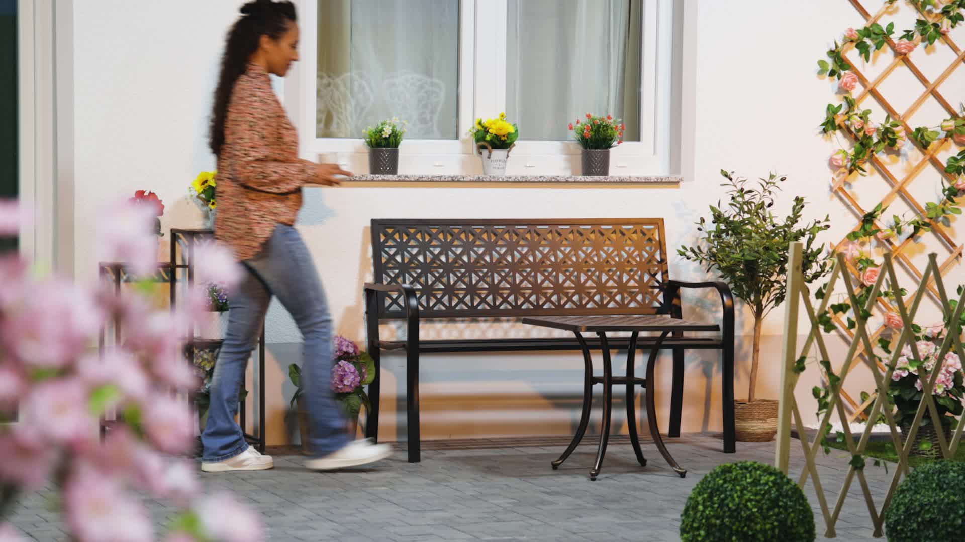 Relaxdays Gartentisch, antike Optik, wetterfest, Produktbild-Vorschau 7