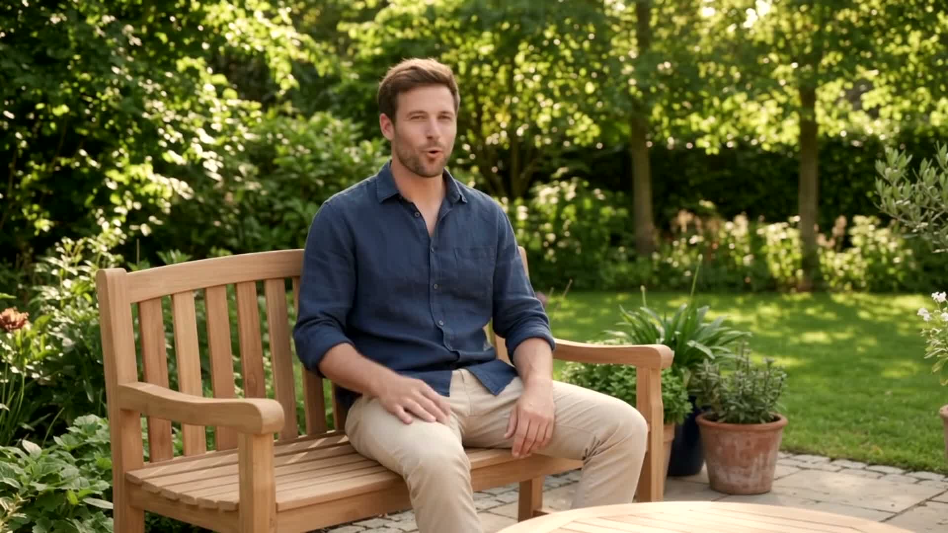 Gartenbank Swindon Teak 120 cm Massivholz natur wetterfest Produktbild-Vorschau 7