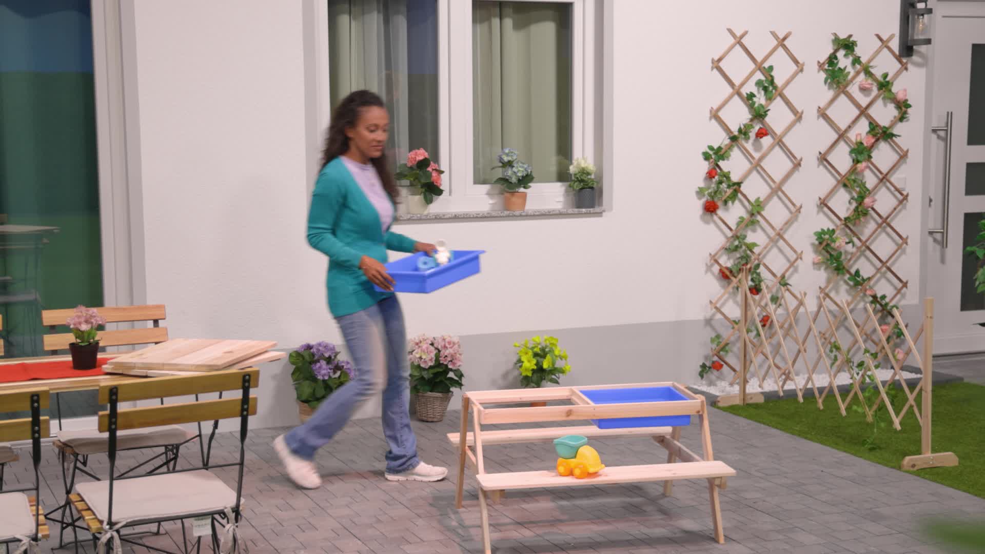 Relaxdays Kindersitzgruppe Holz, 2in1 Spieltisch & Produktbild-Vorschau 7