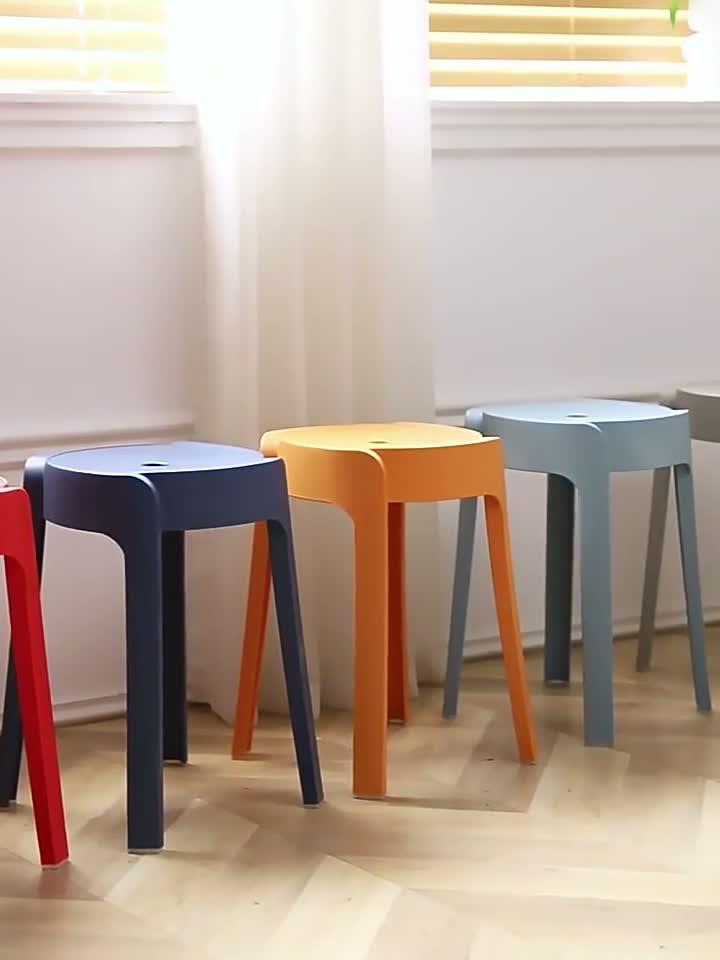 6er-Set stapelbare, tragbare, runde Kunststoffhocker, Produktbild-Vorschau 7