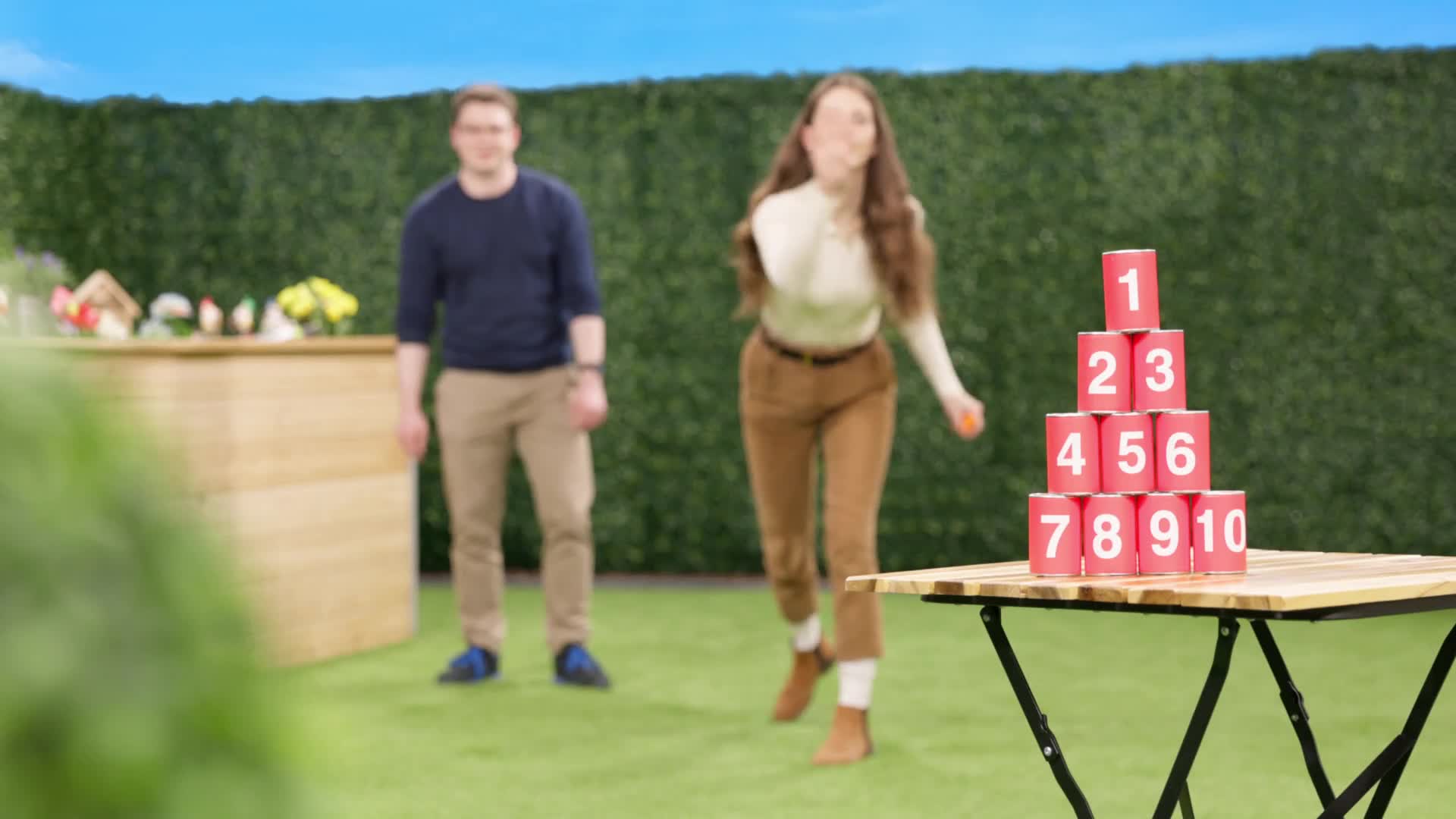 Relaxdays Dosenwerfen für Kinder, Büchsenwerfen Garten, 10 Produktbild-Vorschau 7