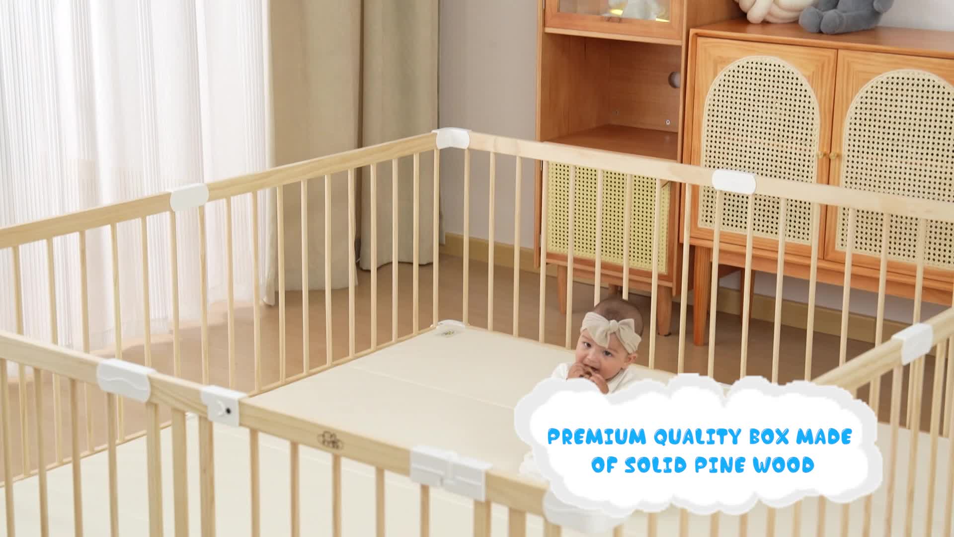 Laufstall Baby XXL aus Kiefernholz natur – Laufgitter  mit Produktbild-Vorschau 7