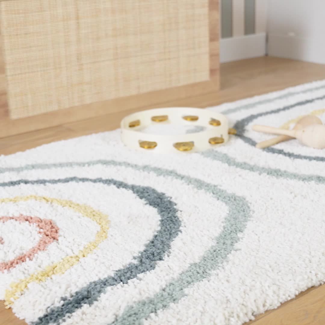 sweeek - Indoor Kinderteppich Regenbogenmuster, cremefarben Produktbild-Vorschau 7