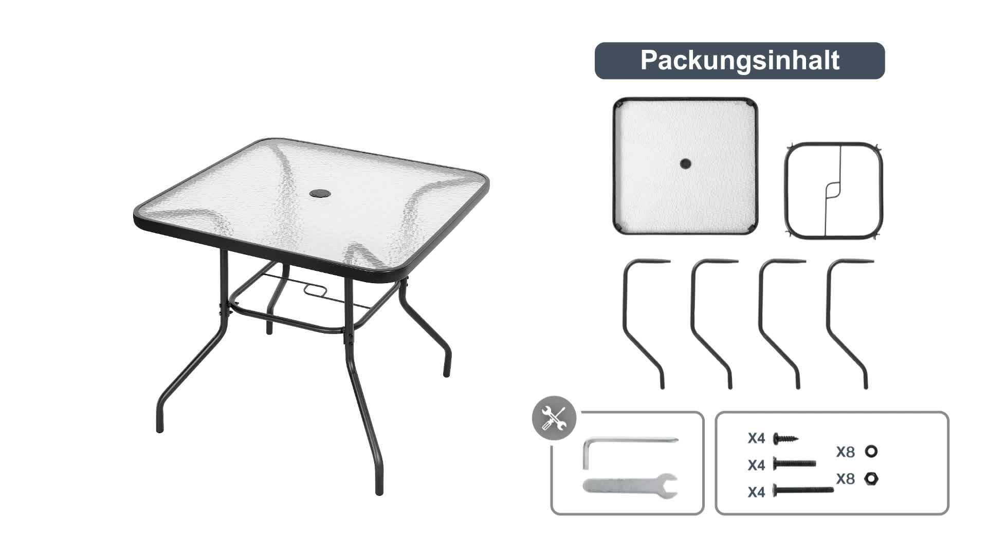 Gartentisch mit Tischplatte aus gehärtetem Glas, Schwarz Produktbild-Vorschau 7