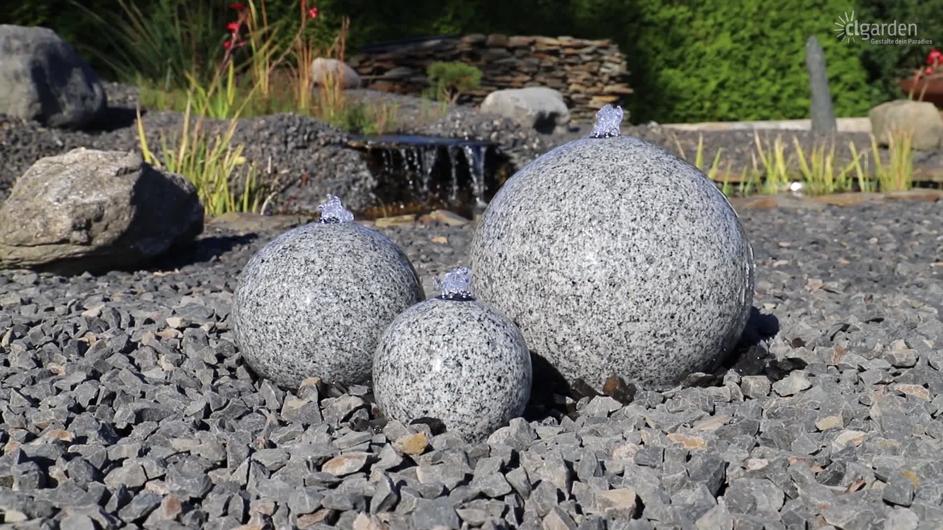 CLGarden Granit Springbrunnen SB1 Kugelbrunnen mit 3 Kugeln Produktbild-Vorschau 7