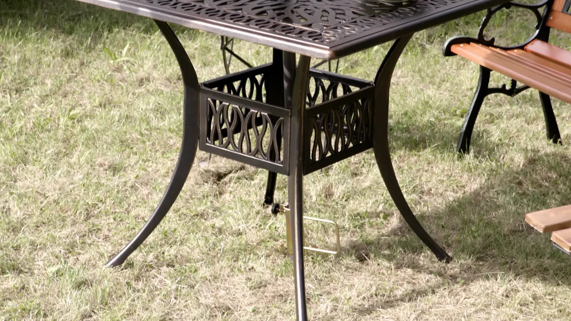 Relaxdays Gartentisch mit Schirmloch, antike Optik, Produktbild-Vorschau 7