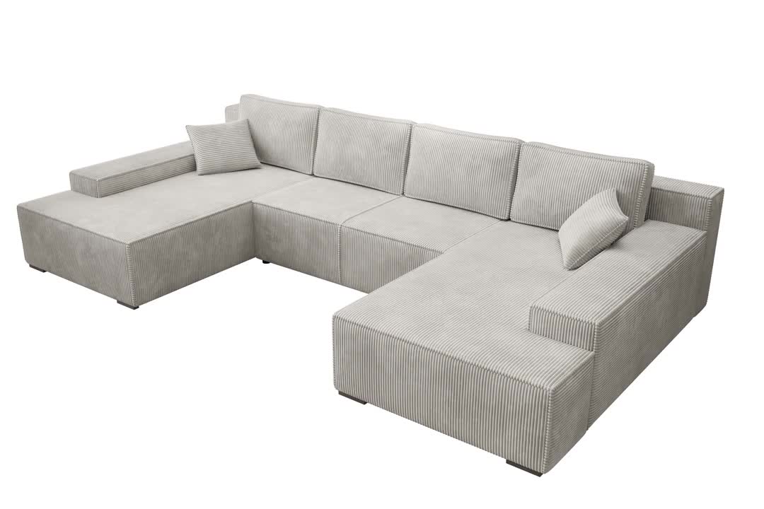 Ecksofa Couch U-Form mit Schlaffunktion, POSO-Stoff Produktbild-Vorschau 7