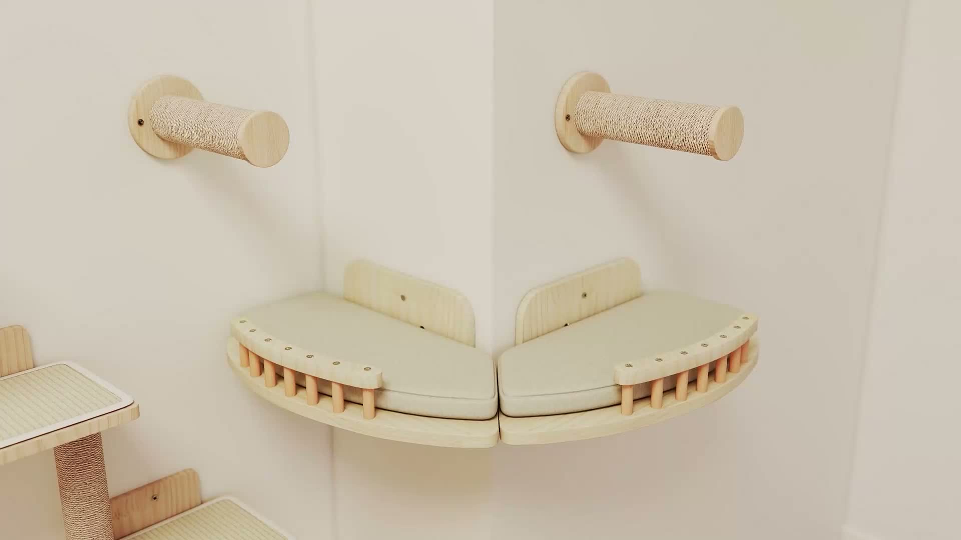 7 tlg. Katzen Kletterwand Set, Wandkratzbaum Produktbild-Vorschau 7