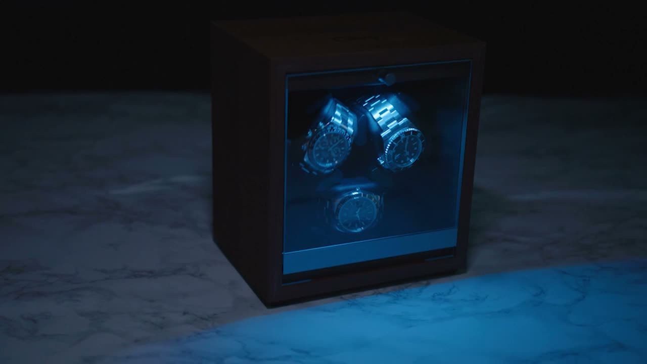Olvy Uhrenbeweger für 3 Uhren, LED-Beleuchtung, Watchwinder Produktbild-Vorschau 7