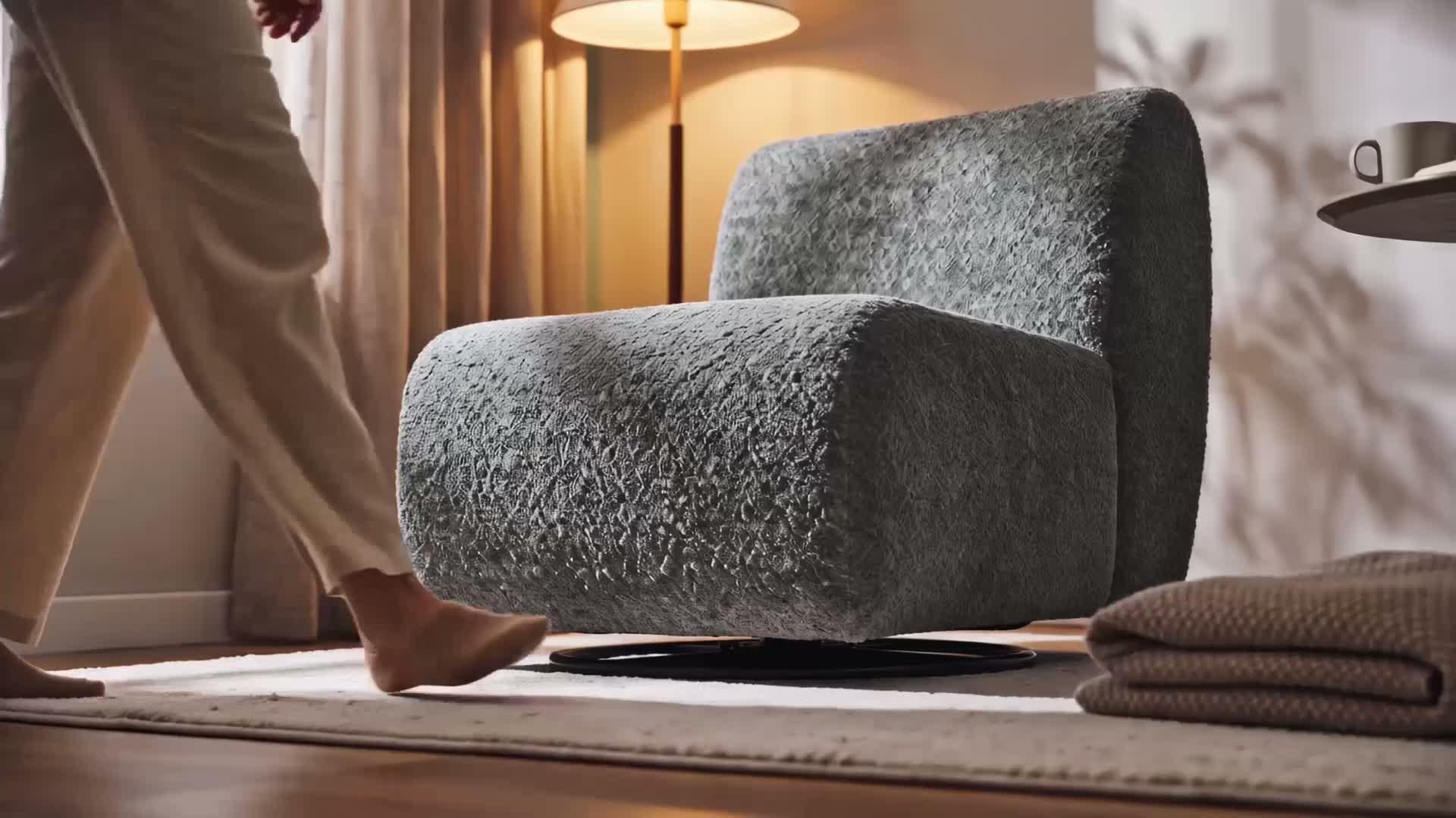 HOMCOM Sessel Drehbarer Loungesessel mit Chenille-Optik, Produktbild-Vorschau 6