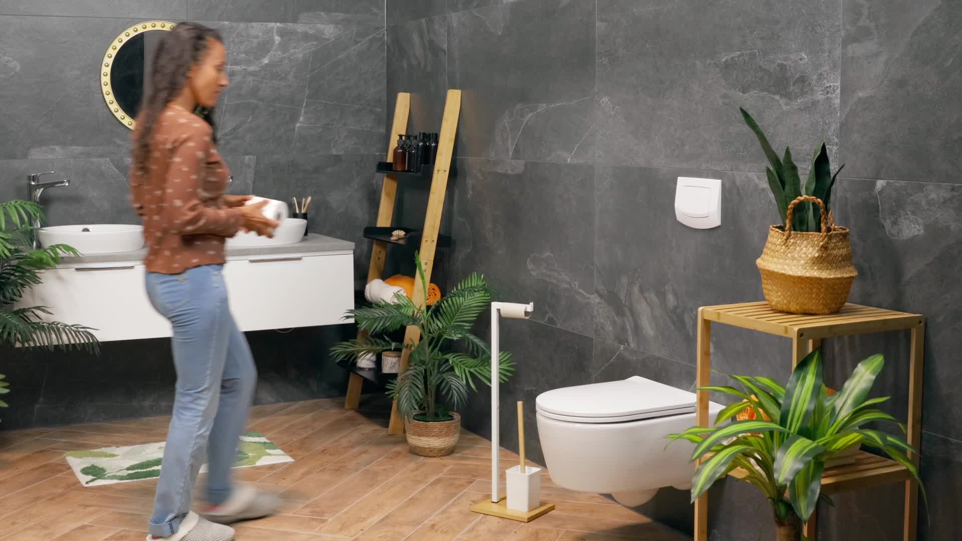 Relaxdays WC Garnitur, stehender Klopapierhalter, Produktbild-Vorschau 7