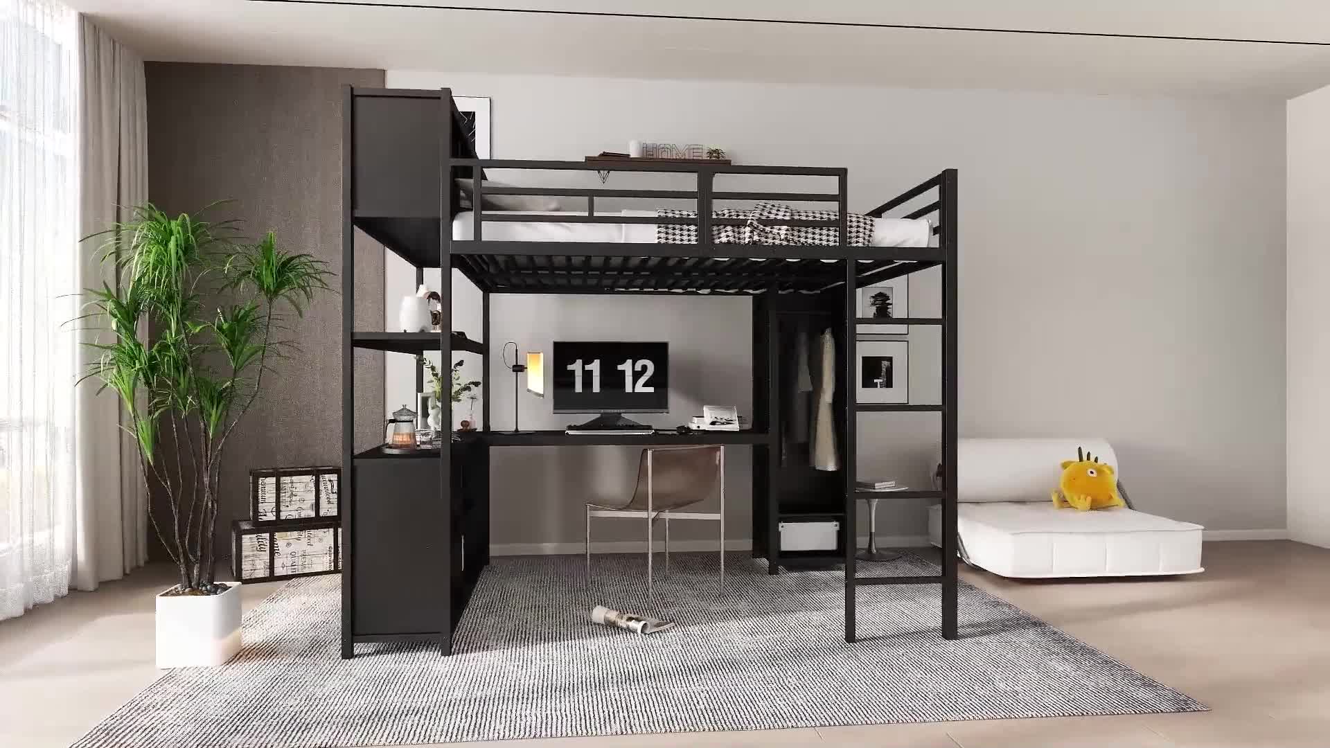Hochbett mit Schreibtisch, Regal, Kleiderschrank und Produktbild-Vorschau 7