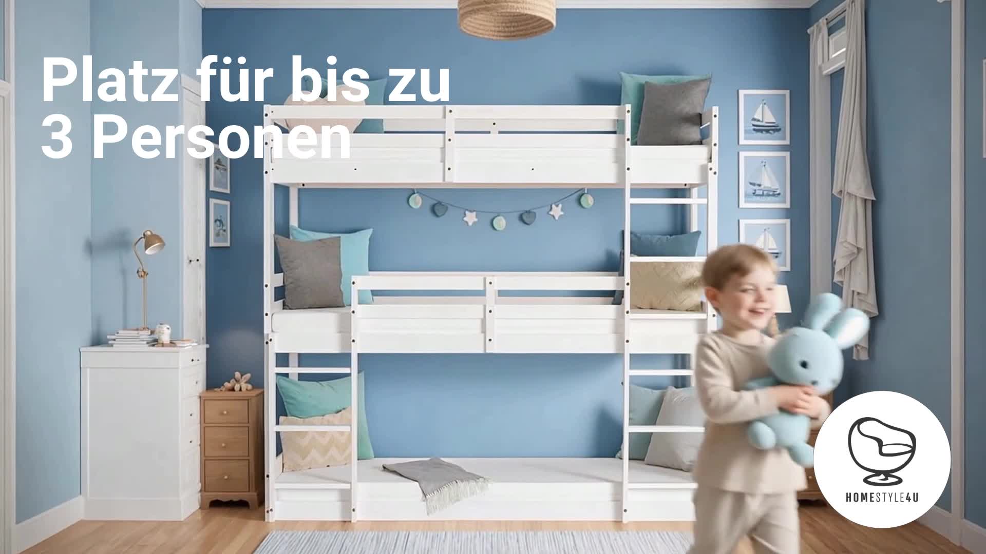Homestyle4u Etagenbett 90x200 Hochbett Stockbett Produktbild-Vorschau 7