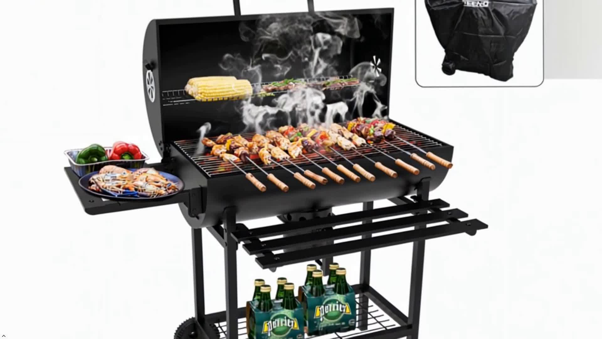 TEENO Chariot à Barbecue de Bois,Grill XXL à Charbon avec Voir les images du produit 7