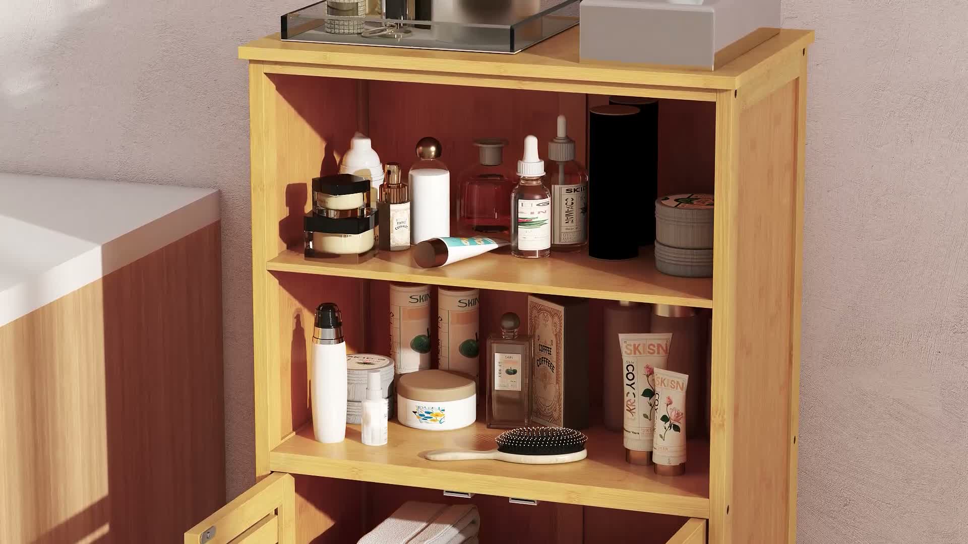 kleankin Badezimmerschrank, Unterschrank mit Lamellentüren, Produktbild-Vorschau 7