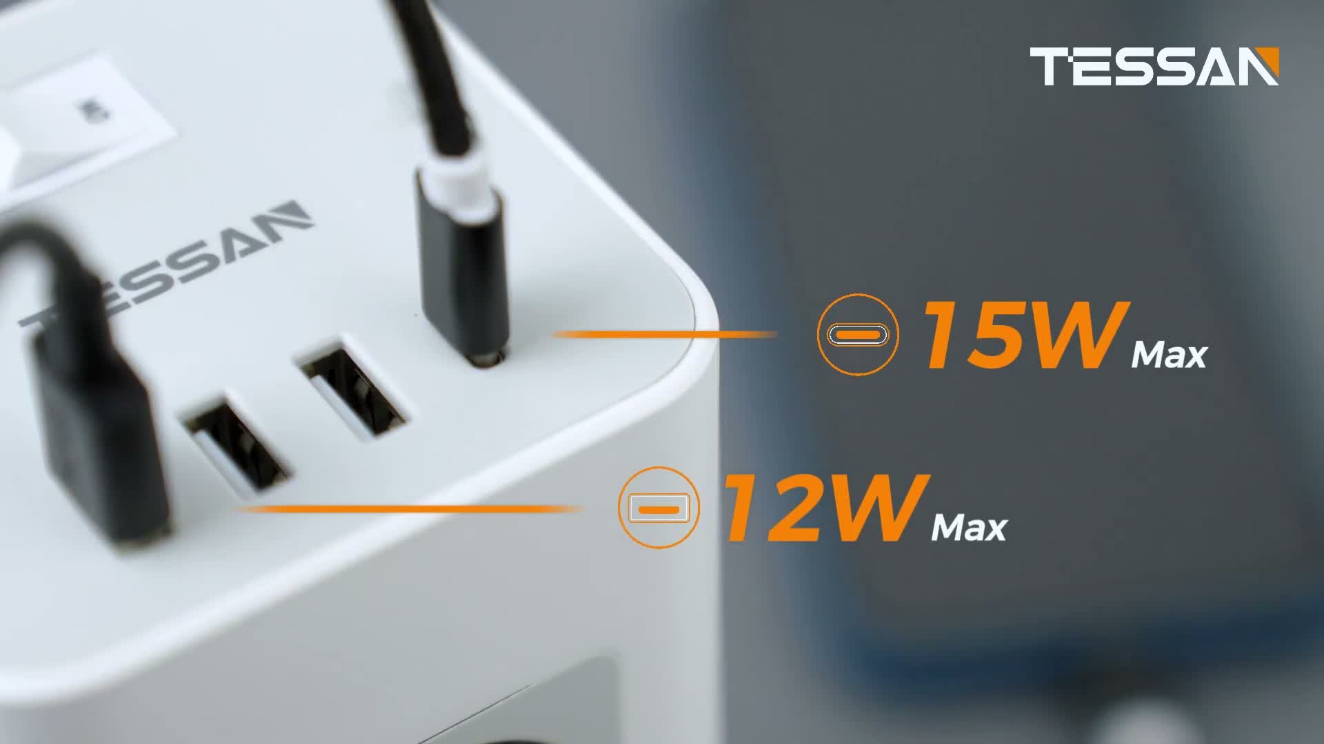 TESSAN 8 Fach Mehrfachsteckdose mit 1 USB C und 3 USB A Produktbild-Vorschau 7