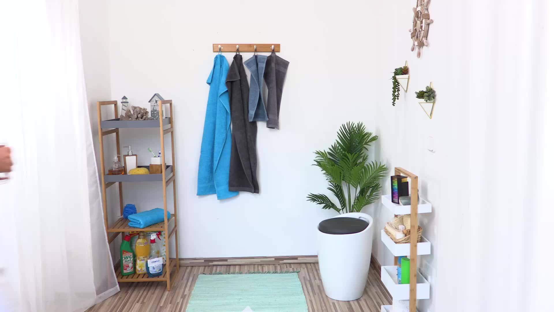 Relaxdays Badregal, 4 Ablagen, Bambus & MDF, Badezimmer Produktbild-Vorschau 7