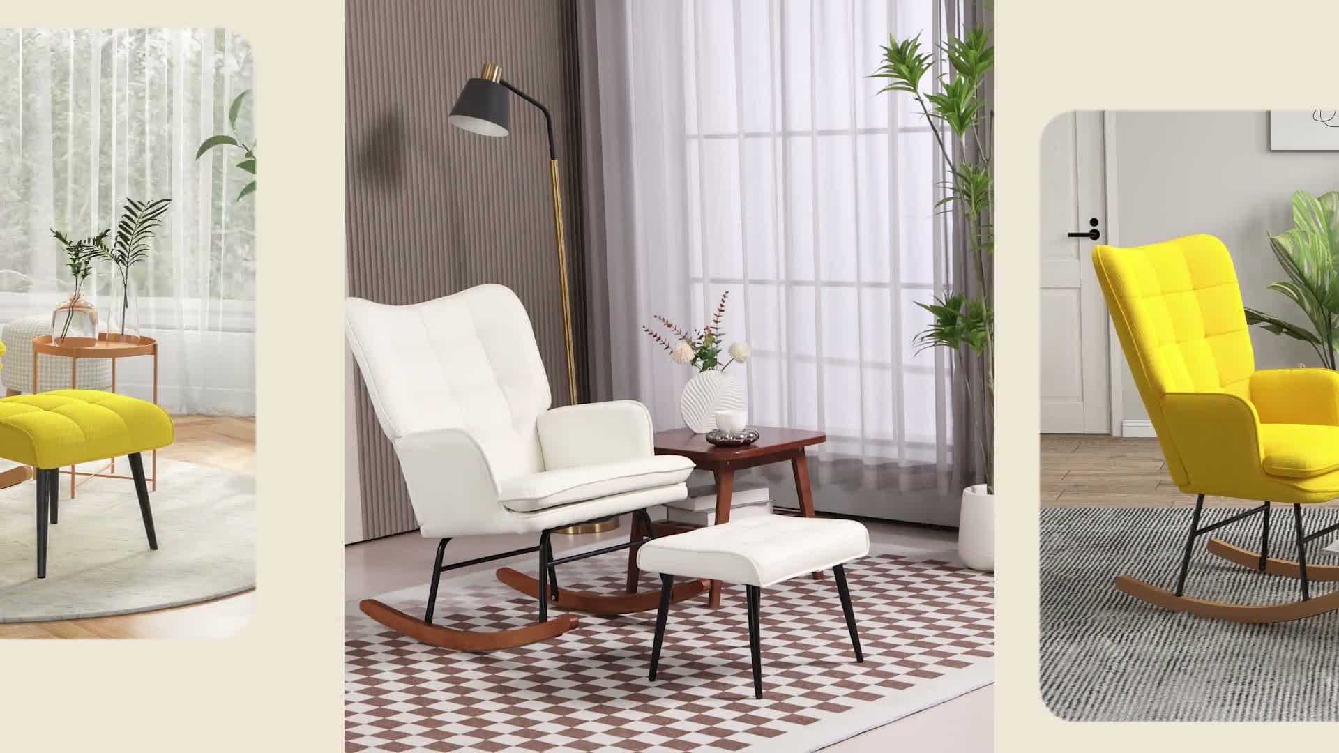 HOMCOM Schaukelstuhl Schwingsessel mit Hocker Relaxsessel Produktbild-Vorschau 7