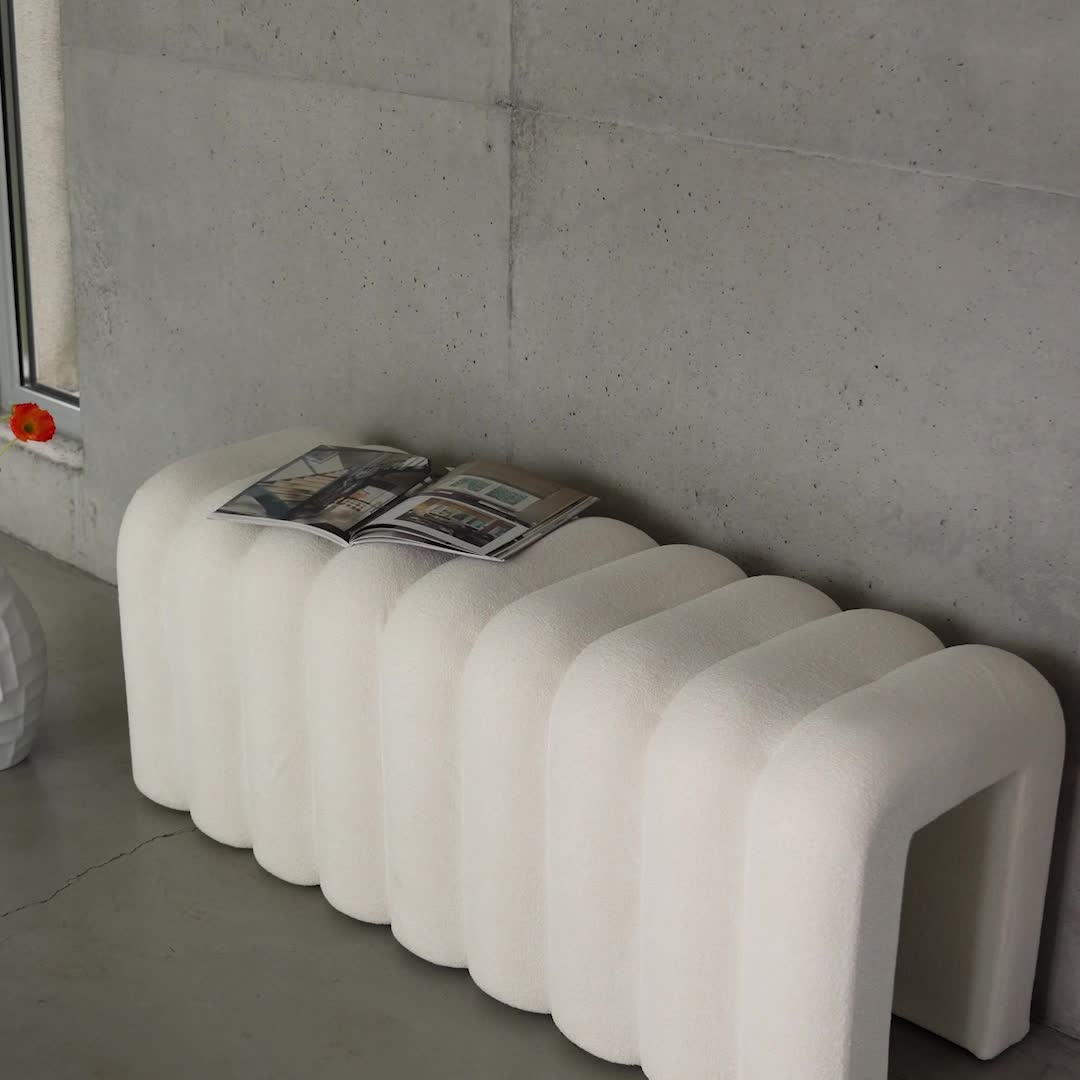 Panca, fine letto contemporaneo tessuto, Bianco Anteprima dell’immagine prodotto 7