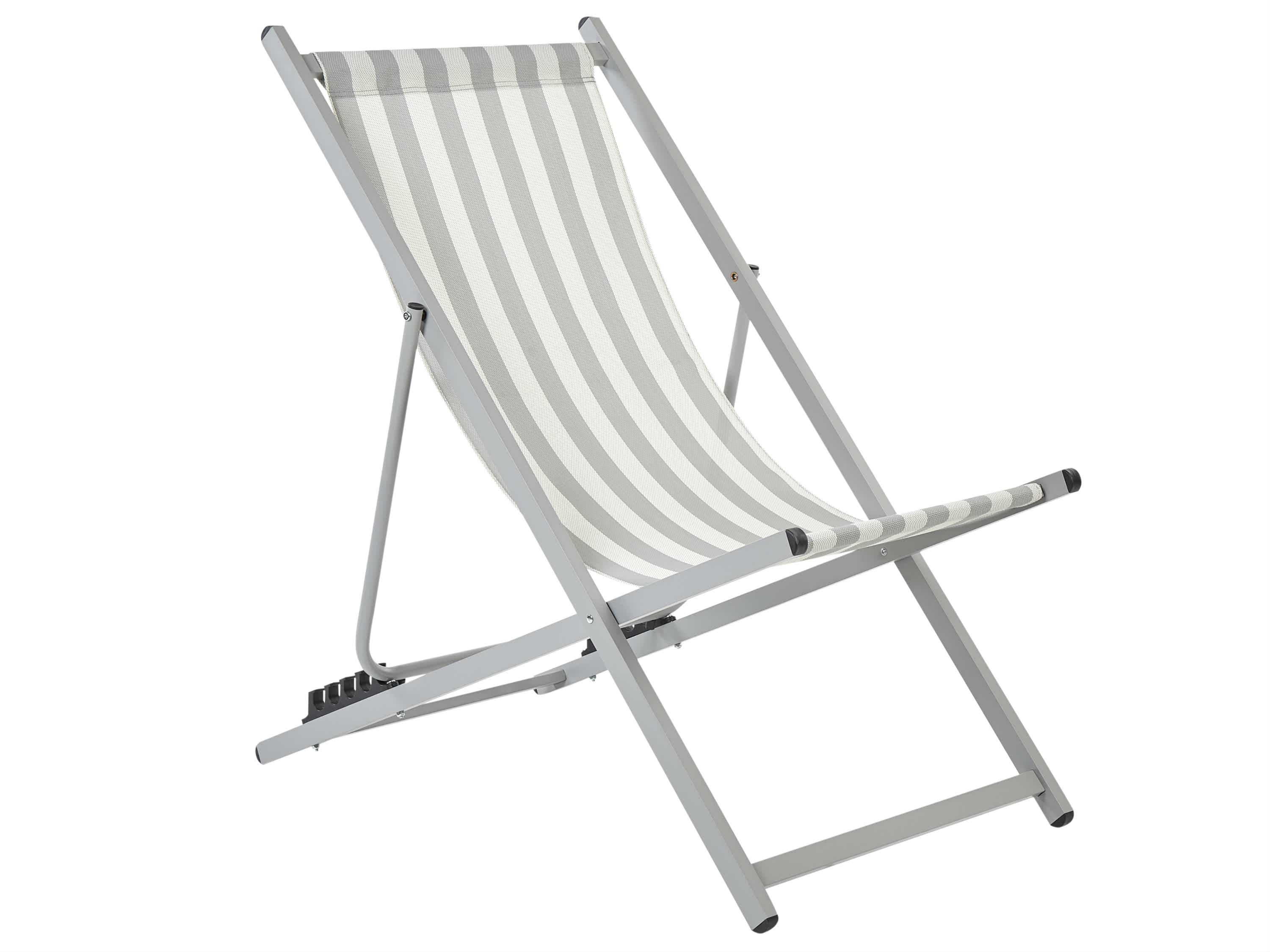 BELIANI Liegestuhl Grau Aluminium Mesh Weiß u. Grau Faltbar Produktbild-Vorschau 7