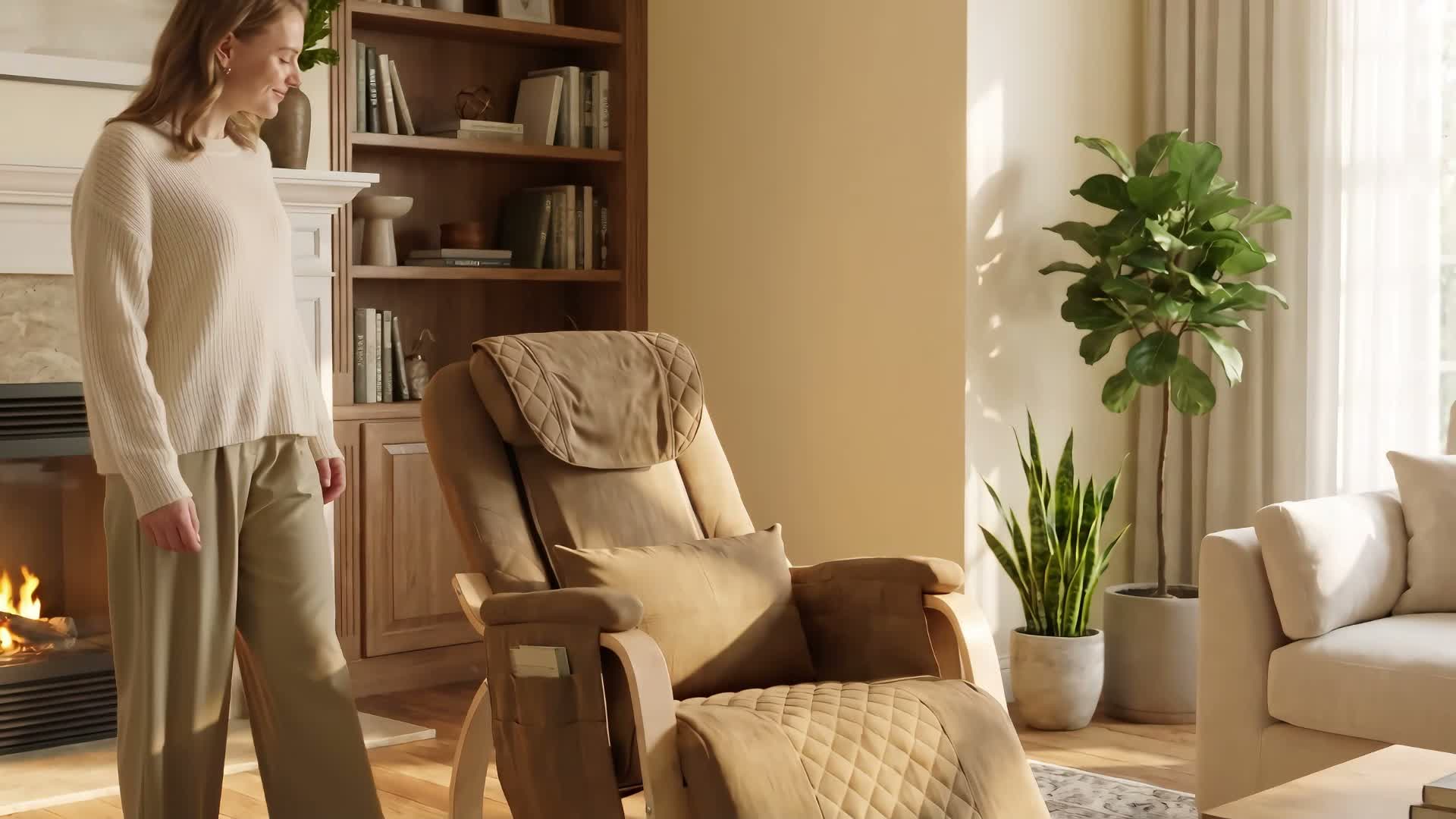 CRELIV Schaukelsessel mit Massagefunktion, Relaxsessel mit Produktbild-Vorschau 7