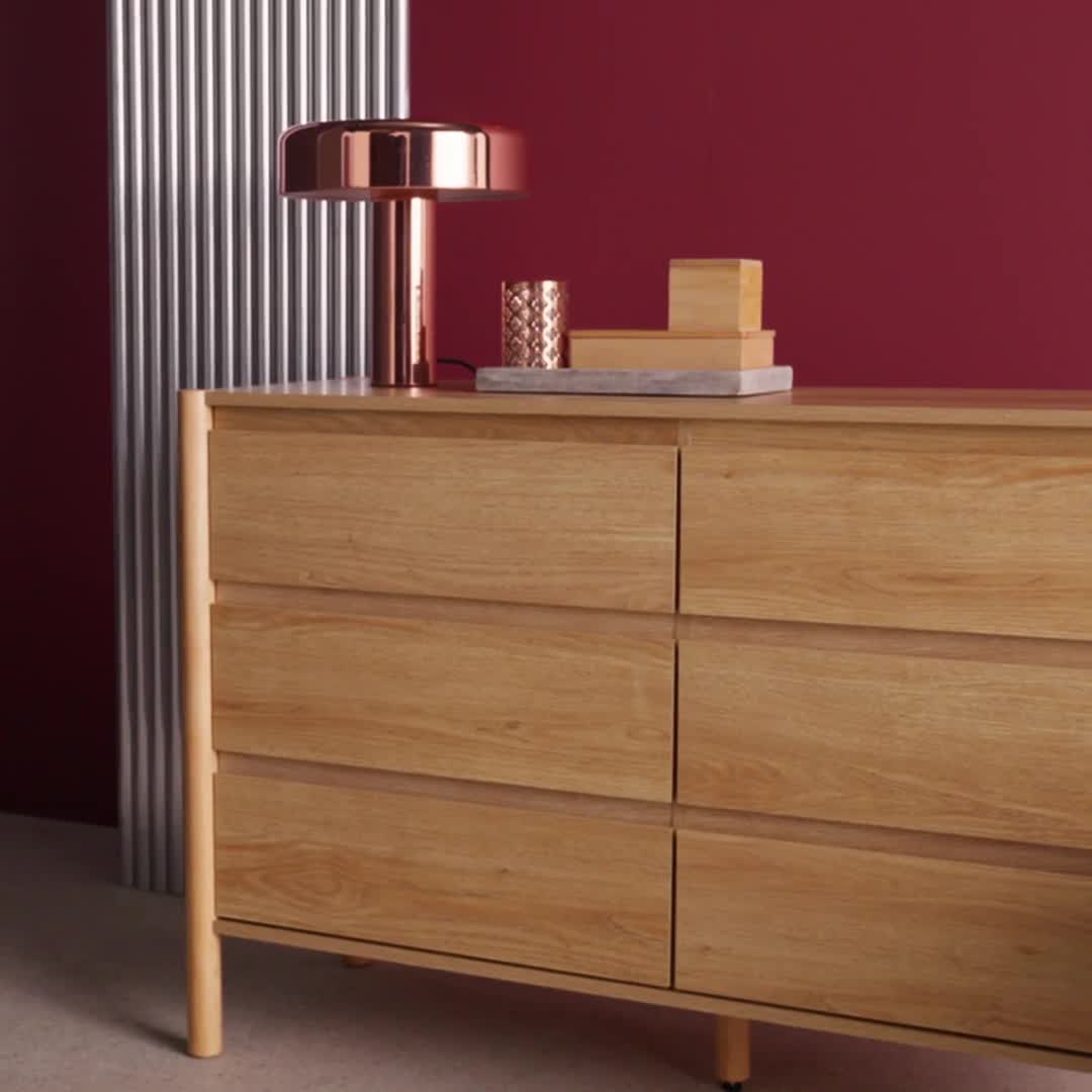 Comò decorazione legno 6 cassetti, Marrone naturale Anteprima dell’immagine prodotto 7