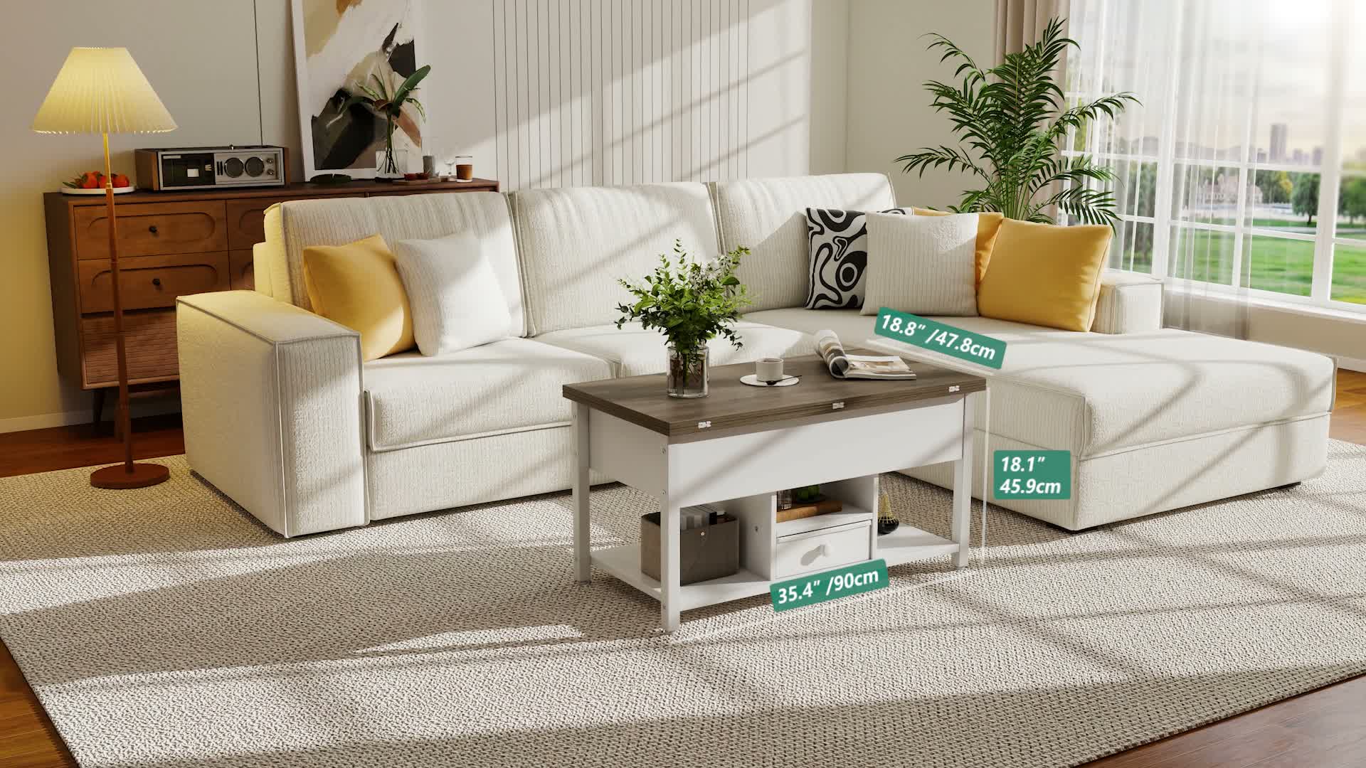 YITAHOME Couchtisch ausziehbar, 4-in-1 Wohnzimmertisch Produktbild-Vorschau 7