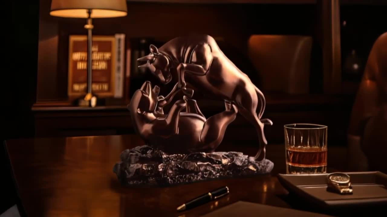 Lutte de marché - Sculpture en bronze Bulle vs Ours 18 × Voir les images du produit 7